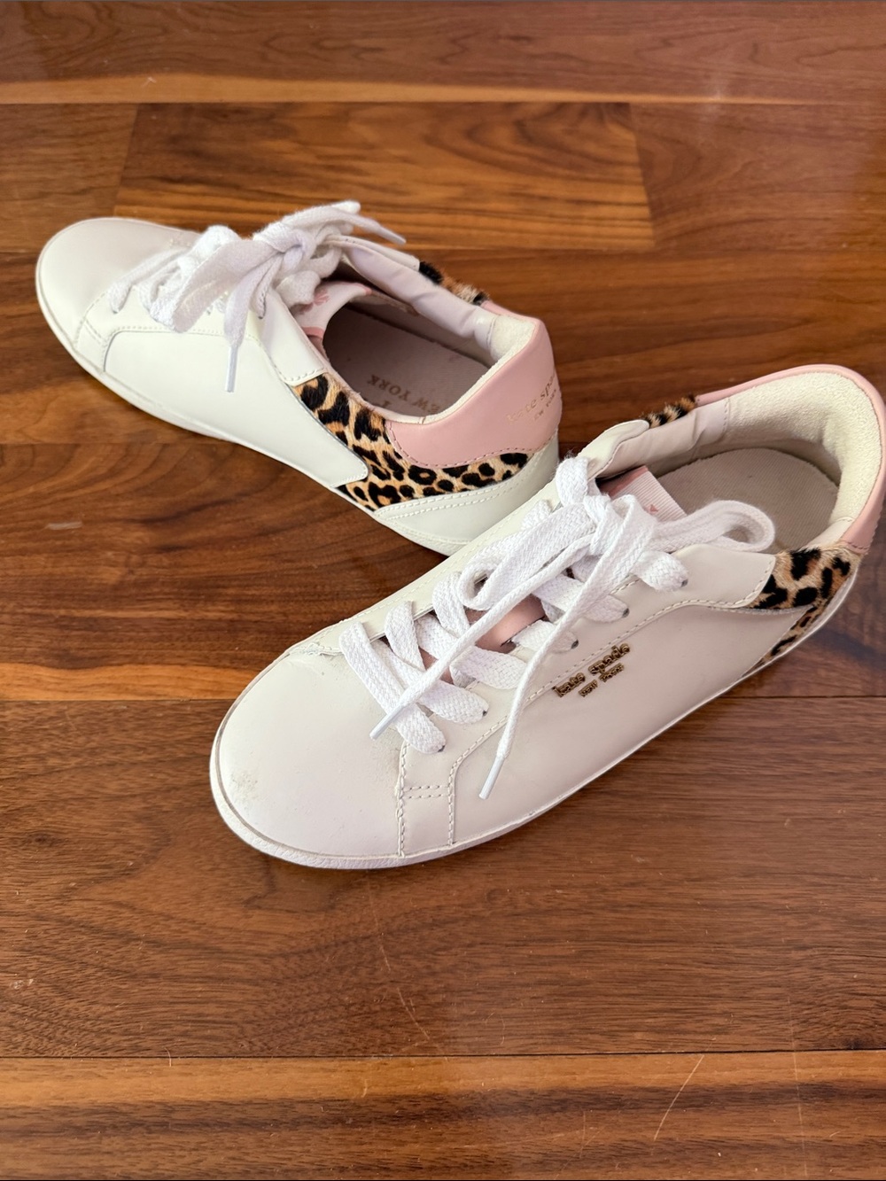 Kate Spade New York Ace Sneaker White Lovely Leopard Women Size 8.5 B